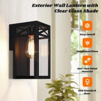 Outdoor Wall Light Fixtures Exterior Waterproof Lanterns Black Porch Lights With Glass Shade Sconces Wall Mount Lighting With