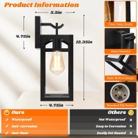 Outdoor Wall Lanterns Exterior Waterproof Matte Black Wall Light Fixtures Sconces Wall Lighting With Clear Glass Shade Antir