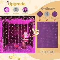 Ollny Curtain Lights 200Led 66X66Ft Usb Pink Christmas Curtain Lights With Remote 8 Modes Timer Waterproof String Lights For