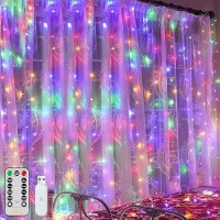 Ollny Curtain Lights 200Led 66X66Ft Usb Multicolor Christmas Curtain Lights With Remote 8 Modes Timer Waterproof String Ligh