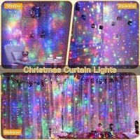 Ollny Curtain Lights 200Led 66X66Ft Usb Multicolor Christmas Curtain Lights With Remote 8 Modes Timer Waterproof String Ligh