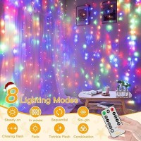 Ollny Curtain Lights 200Led 66X66Ft Usb Multicolor Christmas Curtain Lights With Remote 8 Modes Timer Waterproof String Ligh