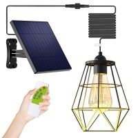 Solar Pendant Lights Outdoor Chandelier Solar Powered Bulb 16Ft Cord Dusk To Dawn Lighting Timer Waterproof For Shed Garden Gutter Indoor (Lantern Plus)