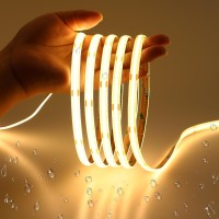 Joylit 12V Cob Led Strip Lights 20Ft/6M Ip65 Waterproof 3000K Warm White 320Leds/M Cri 93+, Bright Uniform Spotless Dimmable Adhesive Tape Lights For Kitchen Cabinet, Counter, Shelf, Stair