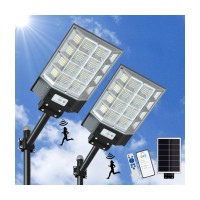 Waitscher Solar Flood Light 3000W Motion Sensor Light Dusk To Dawn 350000Lm Outdoor Waterproof Street Light With App 2 Packs