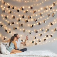 Bryubr Photo Clip String Light - 16.5Ft 50Led Fairy Lights With Clips For Pictures, Photo Lights With 50 Clear Clips For Dorm Bedroom Wall/Wedding D?Cor