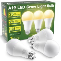 Unilampro Grow Light Bulbs A19 Plant Light Bulbs Full Spectrum Light Bulb Grow Bulbs E26 Base 9W Plant Grow Light Bulbs 100W