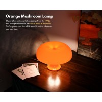 Uehict Orange Mushroom Lamp, Dimmable Mushroom Table Lamp With 3 Lighting Modes, 70S Retro Mid Century Modern Lamp Mushroom Shaped Donut Lamp For Bedroom, Cool Home Decor Aesthetic Lamp (Orange)