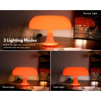 Uehict Orange Mushroom Lamp, Dimmable Mushroom Table Lamp With 3 Lighting Modes, 70S Retro Mid Century Modern Lamp Mushroom Shaped Donut Lamp For Bedroom, Cool Home Decor Aesthetic Lamp (Orange)