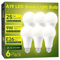 Unilampro Grow Light Bulbs Full Spectrum Light Bulb A19 Grow Light Bulb Plant Grow Light Bulbs E26 Base 9W Plant Light Bulbs