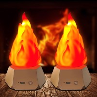 Flame Night Light 1200Mah Flickering Flame Lamp 3 Mode Flameless Candles With Flickering Flame Usb Rechargeable Campfire Night L