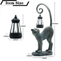 Ivcoole Resin Cat Statue With Solar Lantern Eyecatching Garden Sculpture Decor 153 Height Outdoor Figurine For Garden Yard