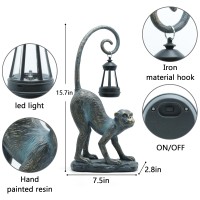 Ivcoole Resin Monkey Statue With Solar Light Whimsical Garden Decor Good Luck Gifts For Women Outdoor Statues Yard Decor For