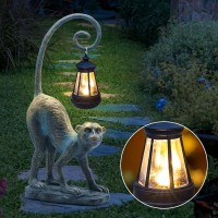 Ivcoole Resin Monkey Statue With Solar Light Whimsical Garden Decor Good Luck Gifts For Women Outdoor Statues Yard Decor For