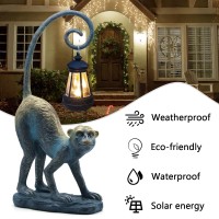 Ivcoole Resin Monkey Statue With Solar Light Whimsical Garden Decor Good Luck Gifts For Women Outdoor Statues Yard Decor For