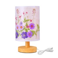 Tulbeys Flower Lamp Bedside Lamps Pressed Flowers Table Lamp With Wood Base - Linen Shade Small Lamps For Nightstand, Bedroom Living Room Kids Rooms Classrooms & Dorms Nurseries