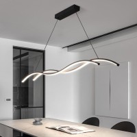 Stomee Modern Led Pendant Lamp Dining Room Dimmable Pendant Lamp Dining Table Black, Living Room Kitchen Hanging Lamp Modern Creative Designer Chandelier Office Lights Ceiling Light (Black, 47.2In)