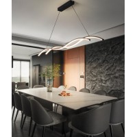 Stomee Modern Led Pendant Lamp Dining Room Dimmable Pendant Lamp Dining Table Black, Living Room Kitchen Hanging Lamp Modern Creative Designer Chandelier Office Lights Ceiling Light (Black, 47.2In)