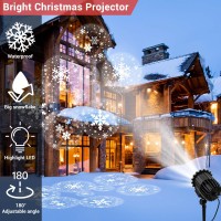 Snowflake Projector Lights,Christmas Snowflake Light Projector,Hd Snowfall Projector Lights Outdoor Ip65 Waterproof For House 180Rotation Led Holiday Light Projector For Xmas Holiday, Party, Wedding