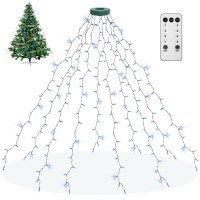 Aneeway Christmas Tree Lights With Star Toppers, 410 Led Christmas Lights With 8 Modes & Memory Function, 6.6Ft X 16 String Lights With Remote Control & Timing For Christmas Ornaments - Cold White