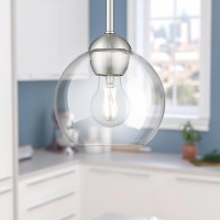 Emak 2 Pack Brushed Nickel Pendant Light Fixtures 7 Inch Globe Pendant Lights With Clear Glass Shade 1Light Hanging Lights Fo