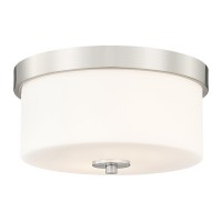 Emak Brushed Nickel Ceiling Light Fixture Modern Flush Mount Light Fixture With Milk Glass Shade 11 Inch 2Light Ceiling Light