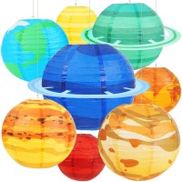 Space Planet Paper Lanterns 8Pcs Solar System Hanging Decor Out Of This World Outer Space Party Decorations For Kids Astronaut T