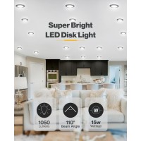 Sunco 12 Pack 6 Inch Led Disk Lights Flush Mount Black Disc Recessed Ceiling Can Lighting 1050 Lm Selectable Cct 2700K3000K