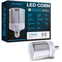 Bluestars 2-Pack Super Bright 40W Led Corn Light Bulbs E26/E27 Medium Base 2900 Lumens (280W Equivalent) Cool White 6500K, For Homes, Outdoors, Commercial, Warehouses, Garage & Backyard Lighting