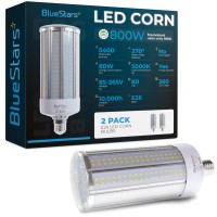 Bluestars 2-Pack Super Bright 80W Led Corn Light Bulbs E26/E27 Medium Base 5400 Lumens (800W Equivalent) Cool White 5000K, For Outdoor, Commercial, Industrial, Warehouse, Garage & Backyard Lighting