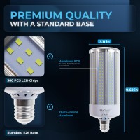 Bluestars 2-Pack Super Bright 80W Led Corn Light Bulbs E26/E27 Medium Base 5400 Lumens (800W Equivalent) Cool White 5000K, For Outdoor, Commercial, Industrial, Warehouse, Garage & Backyard Lighting