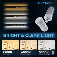 Bluestars 2-Pack Super Bright 80W Led Corn Light Bulbs E26/E27 Medium Base 5400 Lumens (800W Equivalent) Cool White 5000K, For Outdoor, Commercial, Industrial, Warehouse, Garage & Backyard Lighting