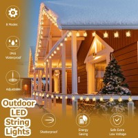 Uominy String Lights For Outside,100 Led 33Ft Crystal Globe Waterproof Fairy Lights Outdoor Lights, Twine Style Remote Control Headlight Beads For Plug In Fairy Lights For Garden Patio Party Bedroom