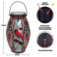 Solar Lanterns Outdoor Hanging Light Cardinal Solar Powered Led Glass Lights Decorative Waterproof Tabletop Lamp With Hollowed