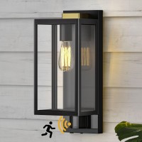 Denfeic Motion Sensor Outdoor Wall Lights, Dusk To Dawn Outdoor Lighting, Modern Wall Mount Light Fixtures, 3 Modes Black Square Exterior Wall Lanterns For Outside Garage, Bulb Not Included