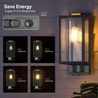 Denfeic Motion Sensor Outdoor Wall Lights, Dusk To Dawn Outdoor Lighting, Modern Wall Mount Light Fixtures, 3 Modes Black Square Exterior Wall Lanterns For Outside Garage, Bulb Not Included