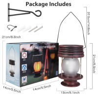 Solar Lanterns Outdoor Waterproof 83 Bright Large Solar Hanging Lights 2 Pack Solar Dancing Flickering Flame Lanterns Led