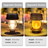 Solar Lanterns Outdoor Waterproof 83 Bright Large Solar Hanging Lights 2 Pack Solar Dancing Flickering Flame Lanterns Led