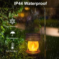 Solar Lanterns Outdoor Waterproof 83 Bright Large Solar Hanging Lights 2 Pack Solar Dancing Flickering Flame Lanterns Led