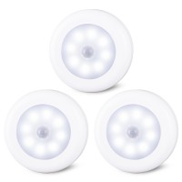 Star-Spangled 3 Pack 3.1 Motion Sensor Lights Indoor Aa Battery Operated, Stick On Led Puck Light For Closet, Stairs, Under Cabinet, Kitchen, Cool White