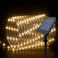 Ijg Solar Rope Lights Outdoor Lights Christmas 8 Modes And Timer Clear 200 Led Tube Fairy String Lights 66Ft For Outdoor