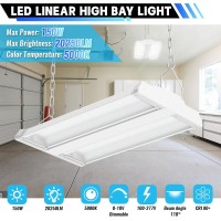 Led Linear High Bay Light 2Pack 150W 20250Lm 010V Dimmable 5000K Daylight Adjustable Tilt Hanging Led High Bay Shop Lighting