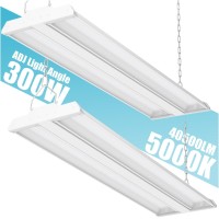 Led Linear High Bay Shop Light 2Pack 5000K Daylight 300W 40500Lm 010V Dimmable Adjustable Tilt Hanging Led Shop Light Fixtur