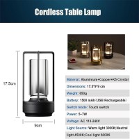 2024 New Portable Lumison Crystal Lantern Table Lamp 3 Colors Rechargeable Cordless Led Lights For Indoor Outdoor (Gold)