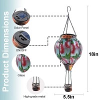 Teyigarden Hot Air Balloon Solar Lantern Glass Solar Hot Air Balloon Lantern With Flame Waterproof Hanging Balloon Outdoor Sola