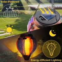 Teyigarden Solar Hot Air Balloon Lantern With Flame Colorful Solar Hot Air Balloon Flickering Flame Hanging Garden Light Waterp