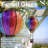 Teyigarden Solar Hot Air Balloon Lantern With Flame Colorful Solar Hot Air Balloon Flickering Flame Hanging Garden Light Waterp