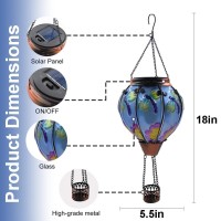 Teyigarden Dragonfly Hot Air Balloon Solar Lantern Glass Solar Hot Air Balloon Lantern With Flame Waterproof Hanging Outdoor Ba