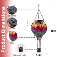 Teyigarden Colorful Hot Air Balloon Solar Lantern Glass Hanging Solar Hot Air Balloon Lantern With Flickering Flame Solar Light