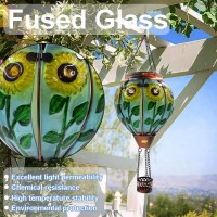 Teyigarden Hot Air Balloon Solar Lantern Glass Sunflower Solar Hot Air Balloon Lantern With Flickering Flame Lights Hanging Ou